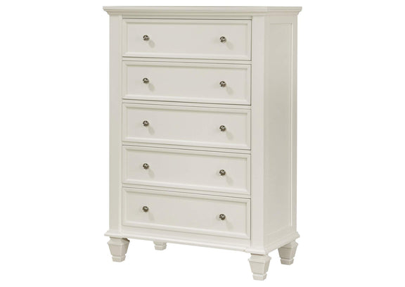 201305 Sandy Beach 5-drawer Bedroom Chest Cream White