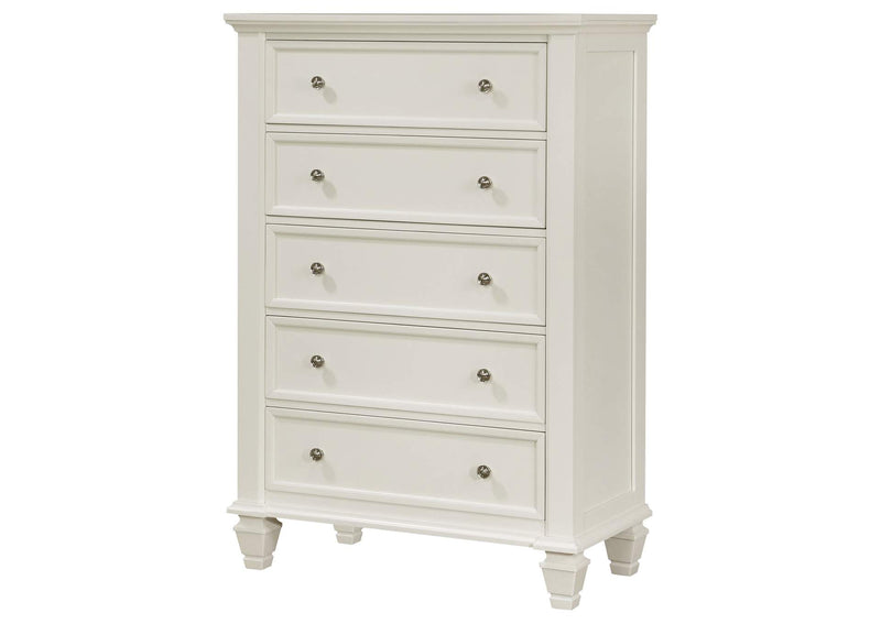 201305 Sandy Beach 5-drawer Bedroom Chest Cream White