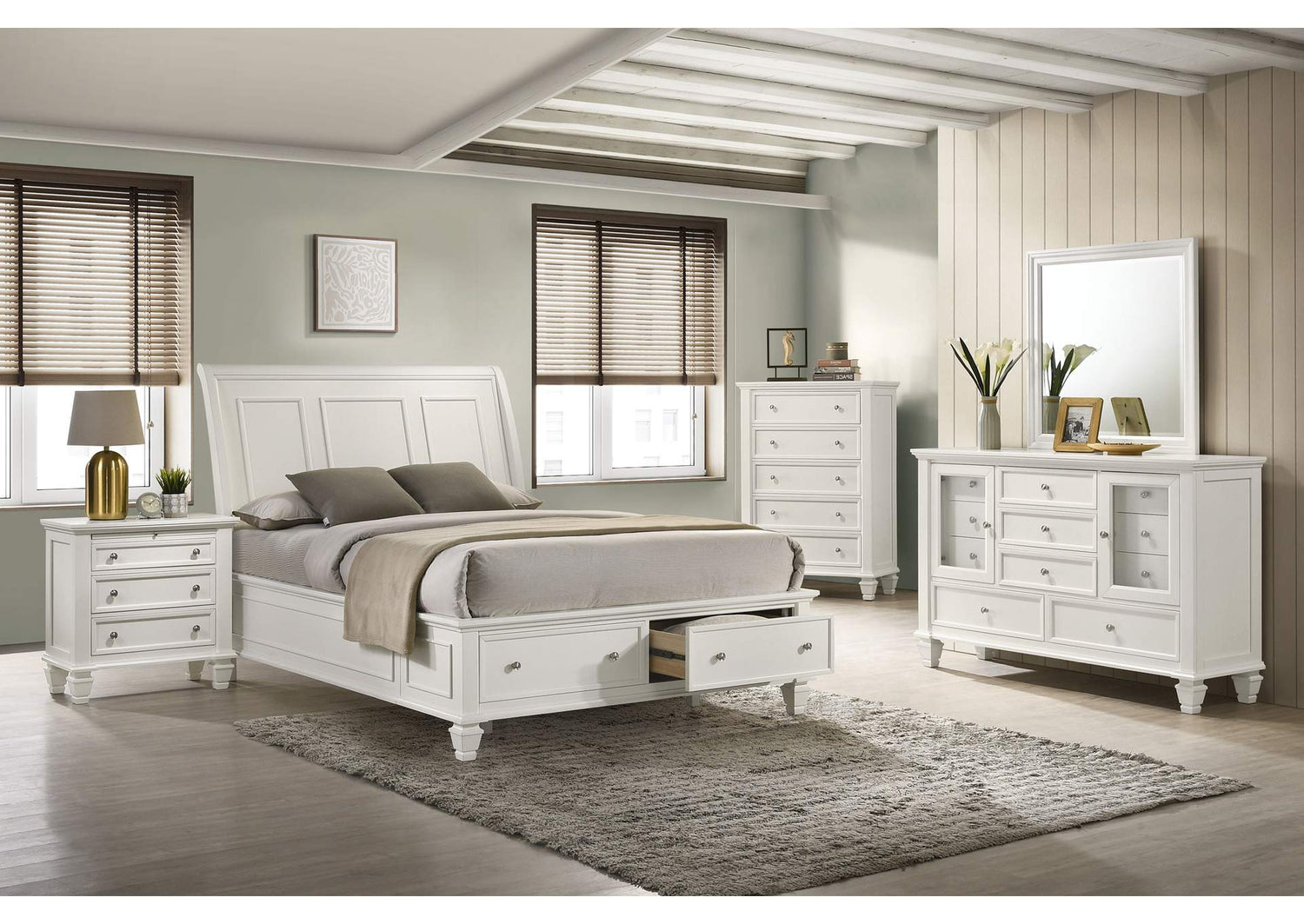 Sandy Beach 5-piece Eastern King Bedroom Set Cream White
