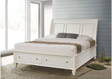 201309KE Sandy Beach Wood Eastern King Storage Panel Bed Cream White