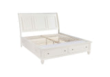 Sandy Beach Wood Eastern King Storage Panel Bed Cream White