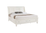 201309KE Sandy Beach Wood Eastern King Storage Panel Bed Cream White
