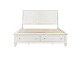 201309KE Sandy Beach Wood Eastern King Storage Panel Bed Cream White