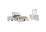 201309Q-S4 Sandy Beach 4-piece Queen Bedroom Set Cream White