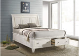 201309Q Sandy Beach Wood Queen Storage Panel Bed Cream White