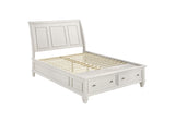 Sandy Beach Wood Queen Storage Panel Bed Cream White
