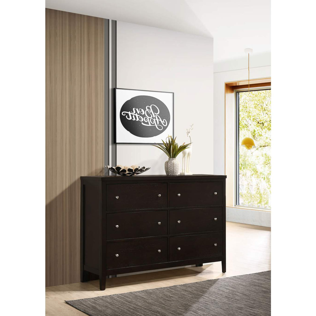 202093 Carlton 6-drawer Dresser Cappuccino