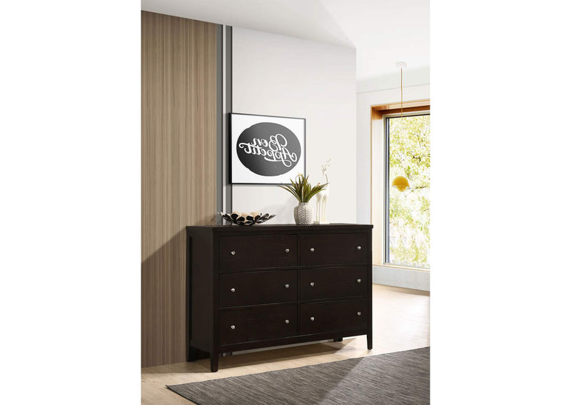 202093 Carlton 6-drawer Dresser Cappuccino