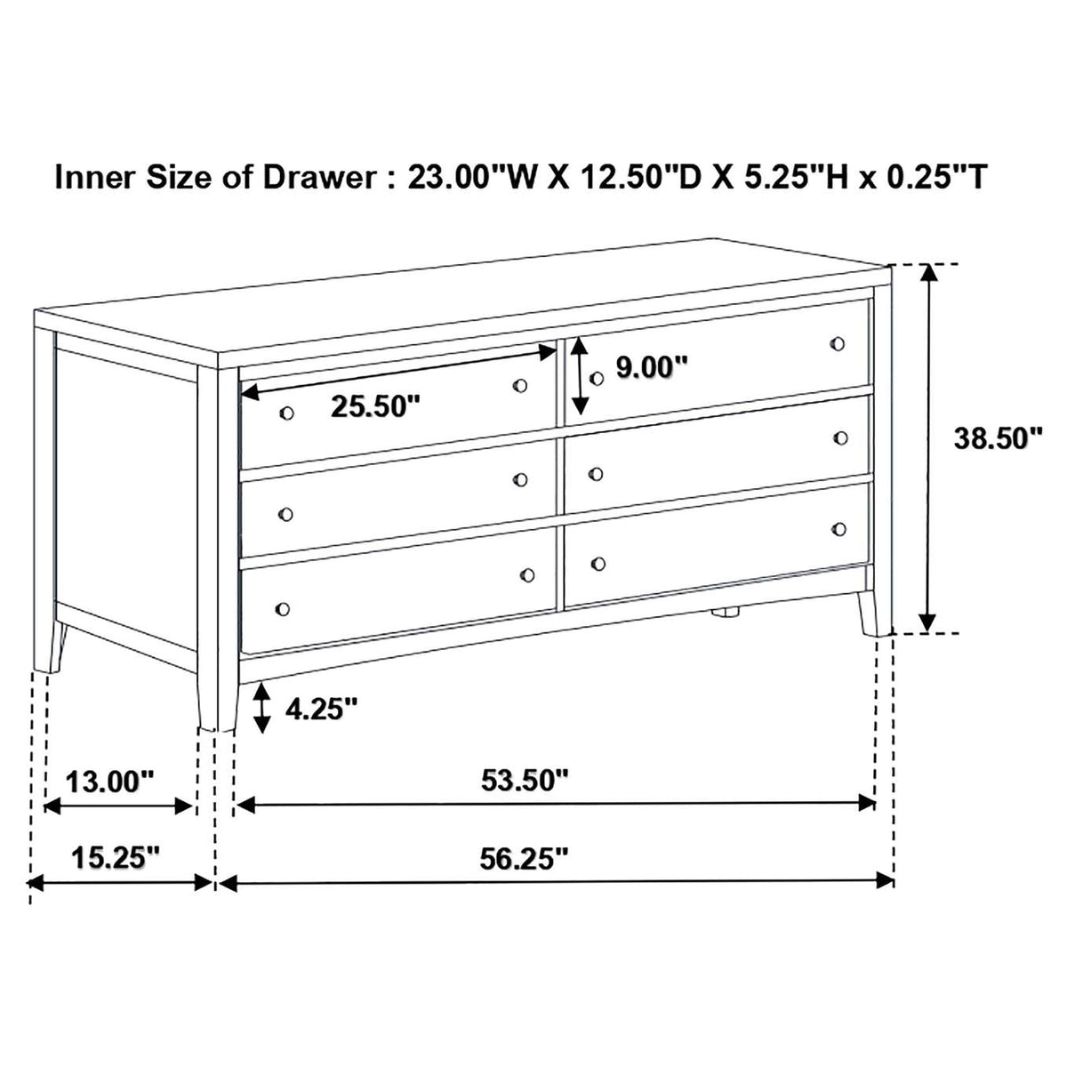 202093 Carlton 6-drawer Dresser Cappuccino