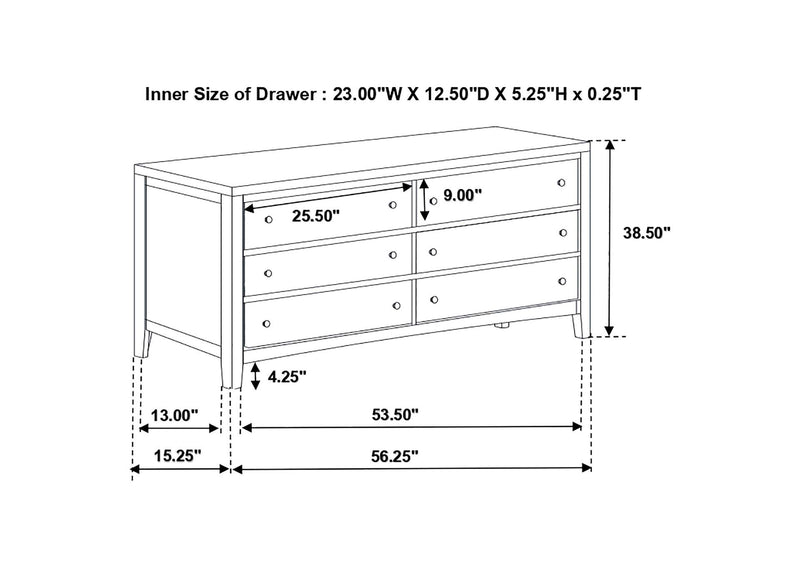 202093 Carlton 6-drawer Dresser Cappuccino