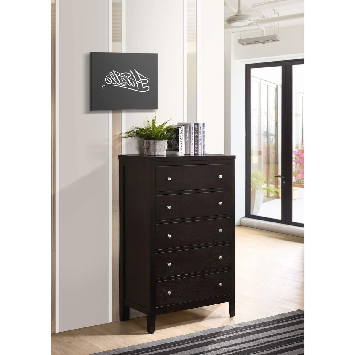202095 Carlton 5-drawer Bedroom Chest Cappuccino