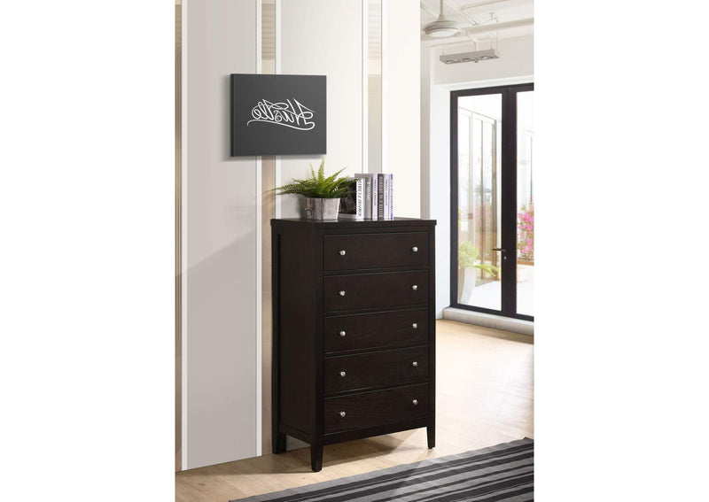 202095 Carlton 5-drawer Bedroom Chest Cappuccino