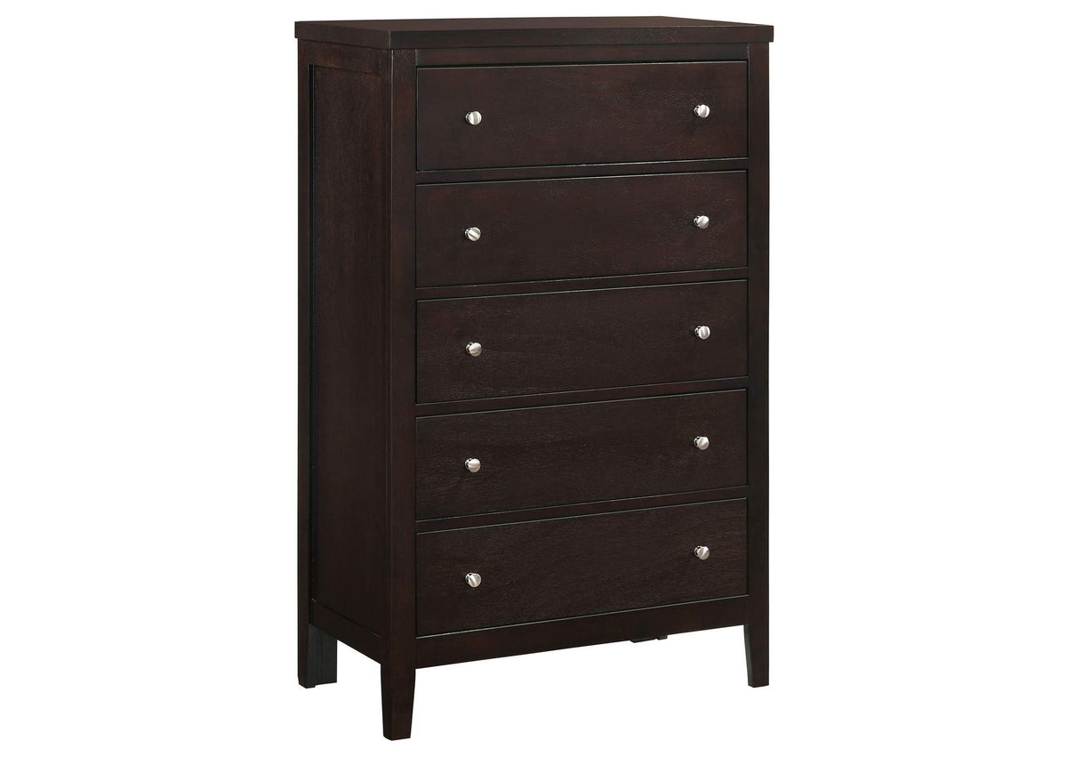 202095 Carlton 5-drawer Bedroom Chest Cappuccino
