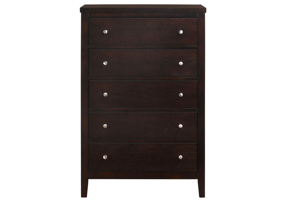 202095 Carlton 5-drawer Bedroom Chest Cappuccino