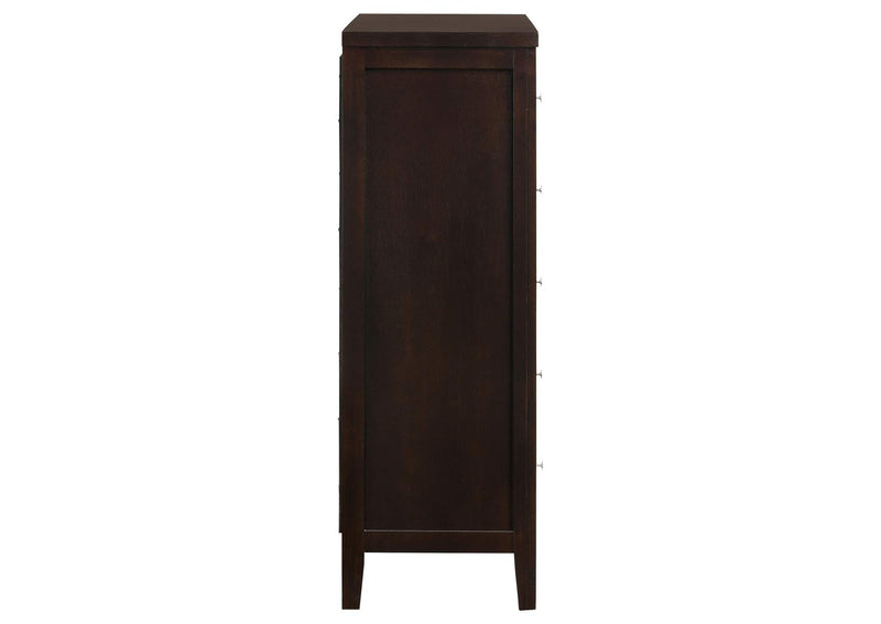 202095 Carlton 5-drawer Bedroom Chest Cappuccino