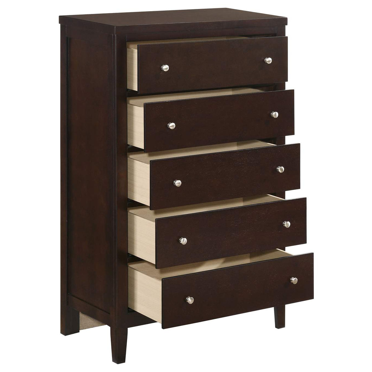202095 Carlton 5-drawer Bedroom Chest Cappuccino