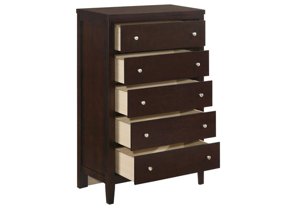 202095 Carlton 5-drawer Bedroom Chest Cappuccino