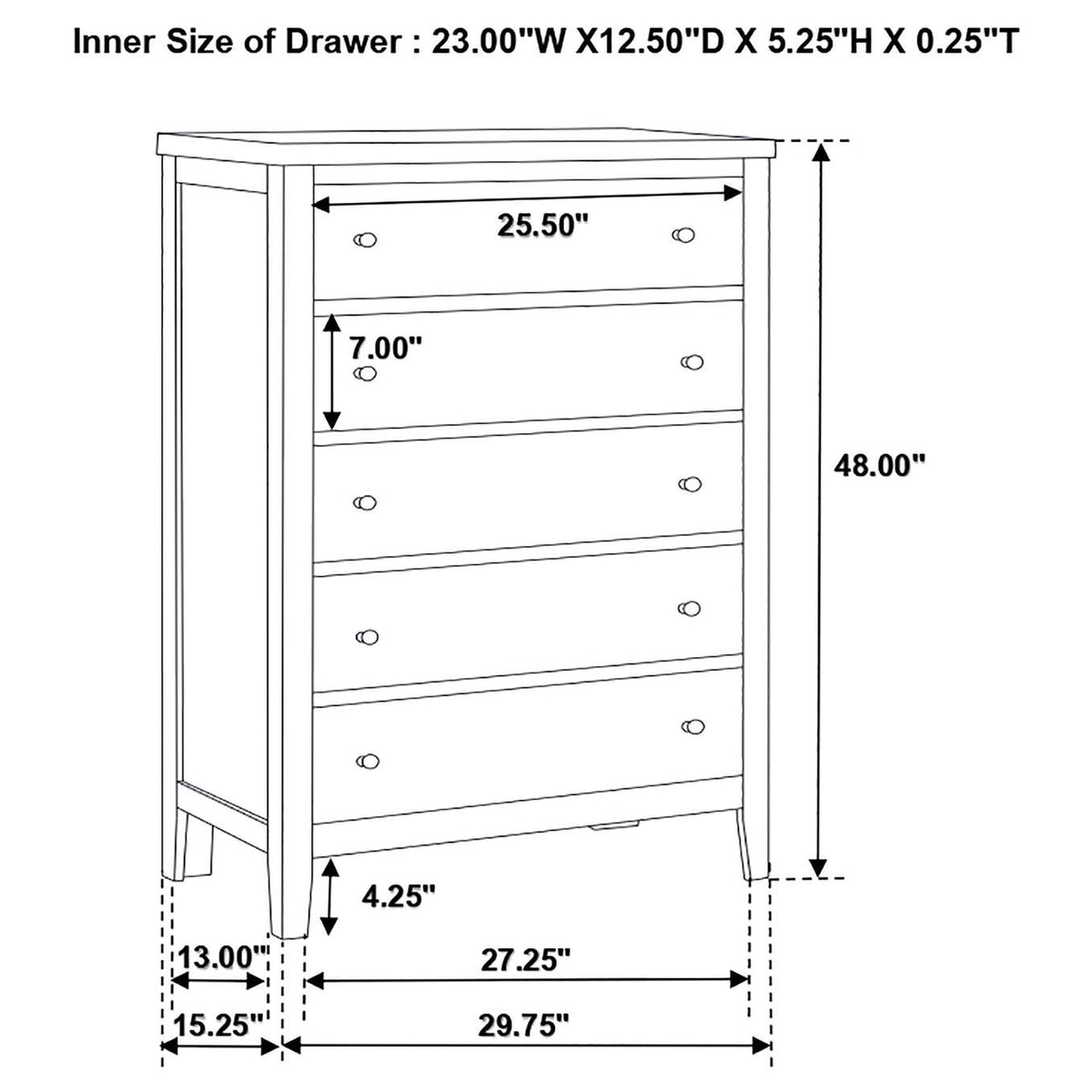 202095 Carlton 5-drawer Bedroom Chest Cappuccino