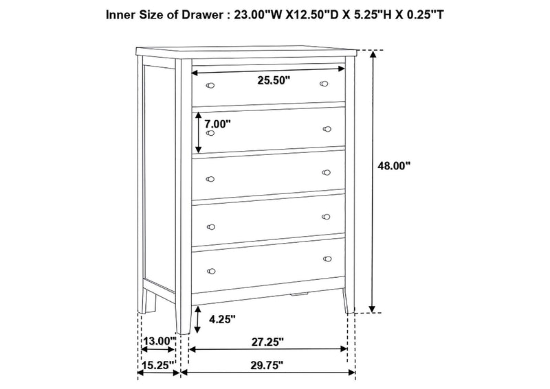 202095 Carlton 5-drawer Bedroom Chest Cappuccino