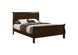 202411Q Louis Philippe Wood Queen Sleigh Bed Cappuccino