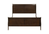 202411Q Louis Philippe Wood Queen Sleigh Bed Cappuccino
