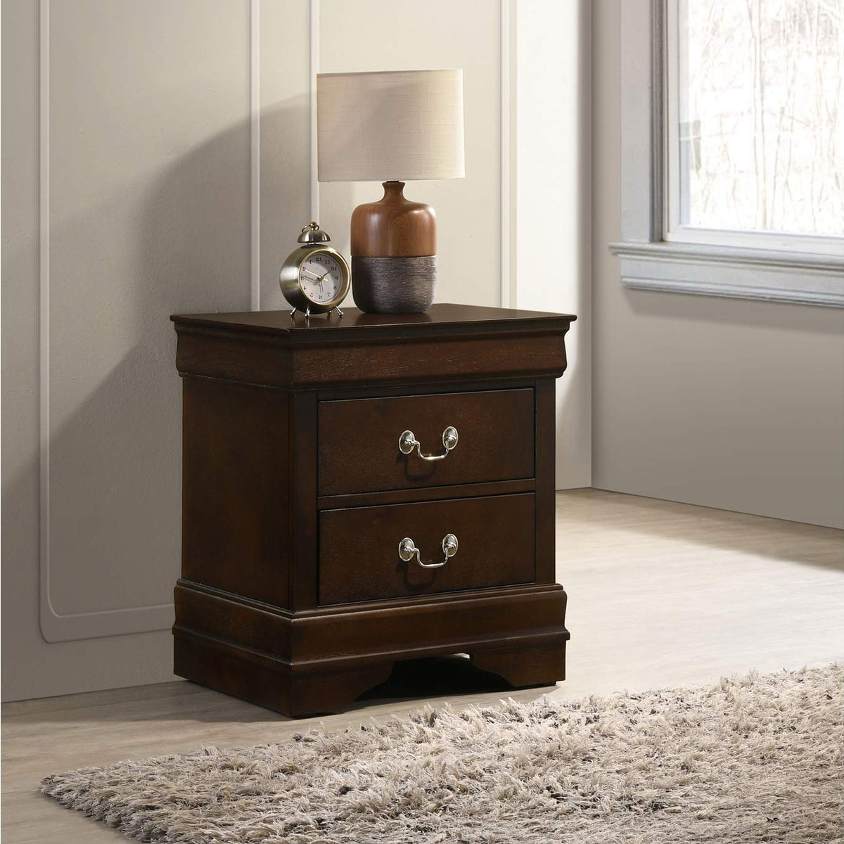 202412 Louis Philippe 2-drawer Nightstand Cappuccino