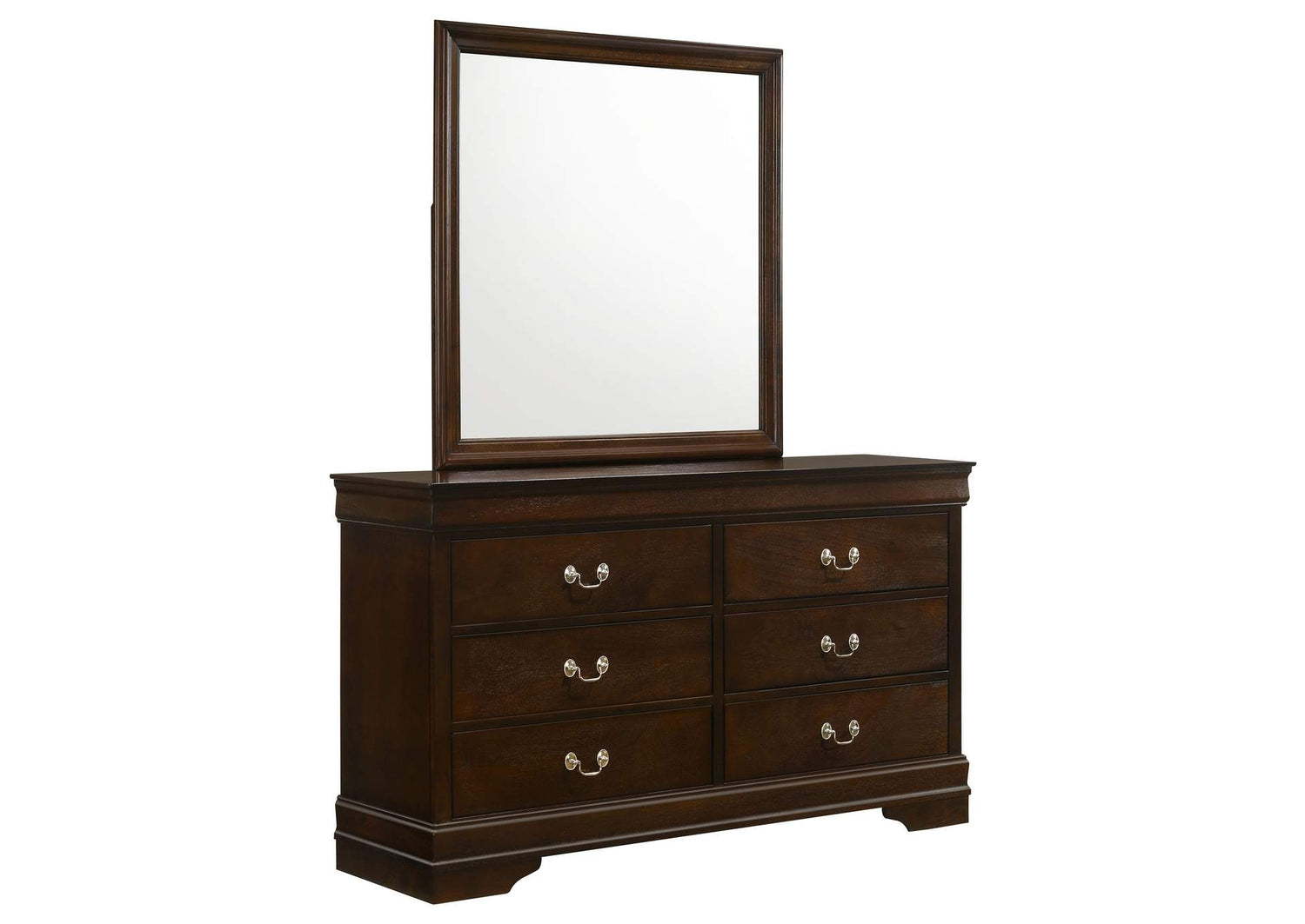 Louis Philippe 6-drawer Dresser with Mirror Cappuccino