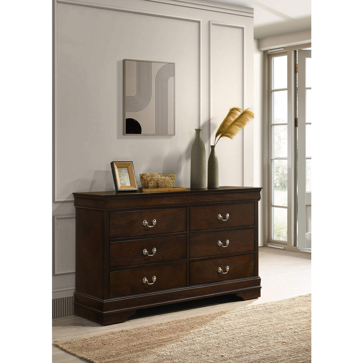 202413 Louis Philippe 6-drawer Dresser Cappuccino