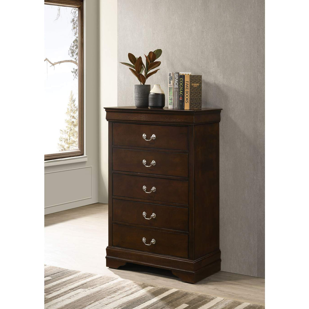 202415 Louis Philippe 5-drawer Bedroom Chest Cappuccino