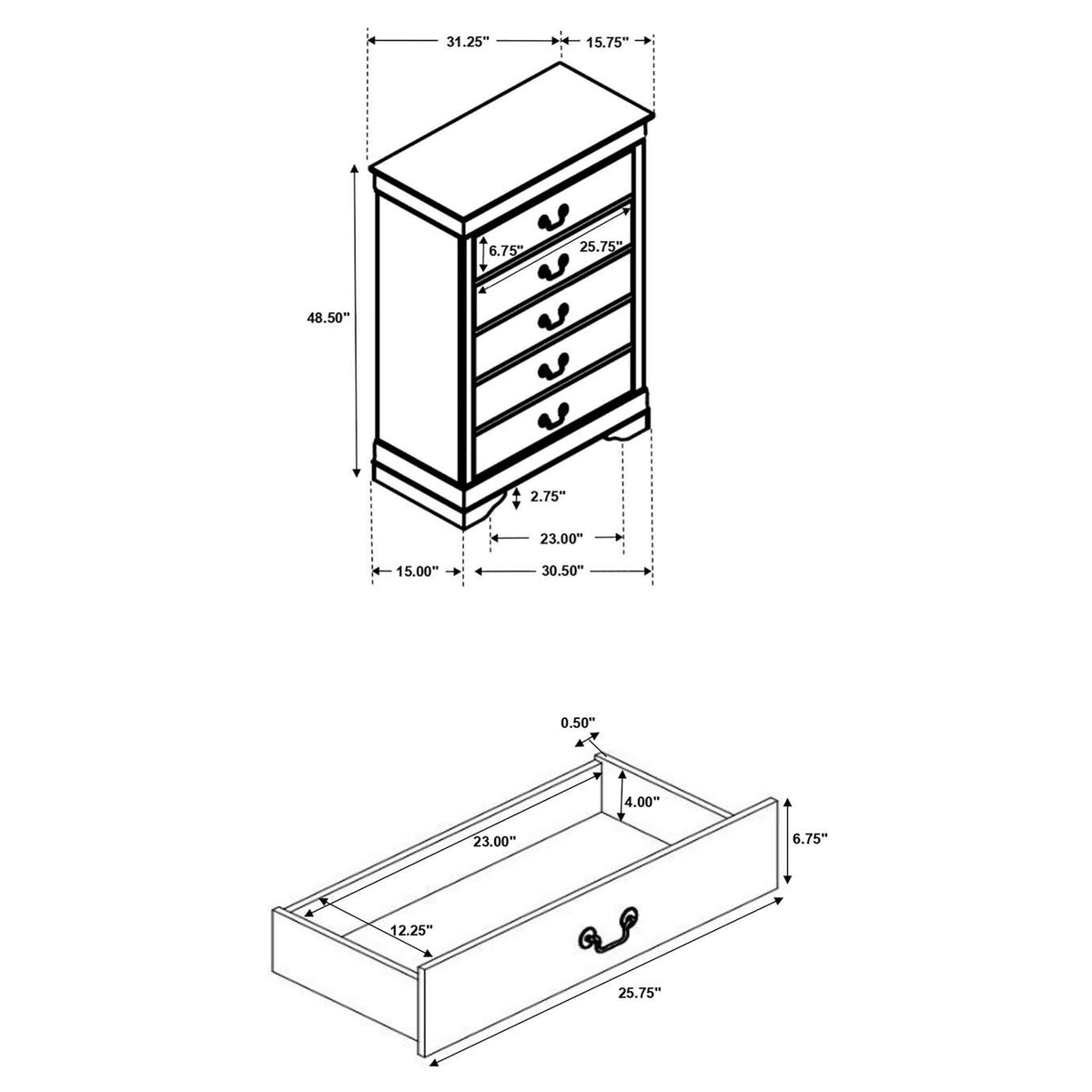 202415 Louis Philippe 5-drawer Bedroom Chest Cappuccino
