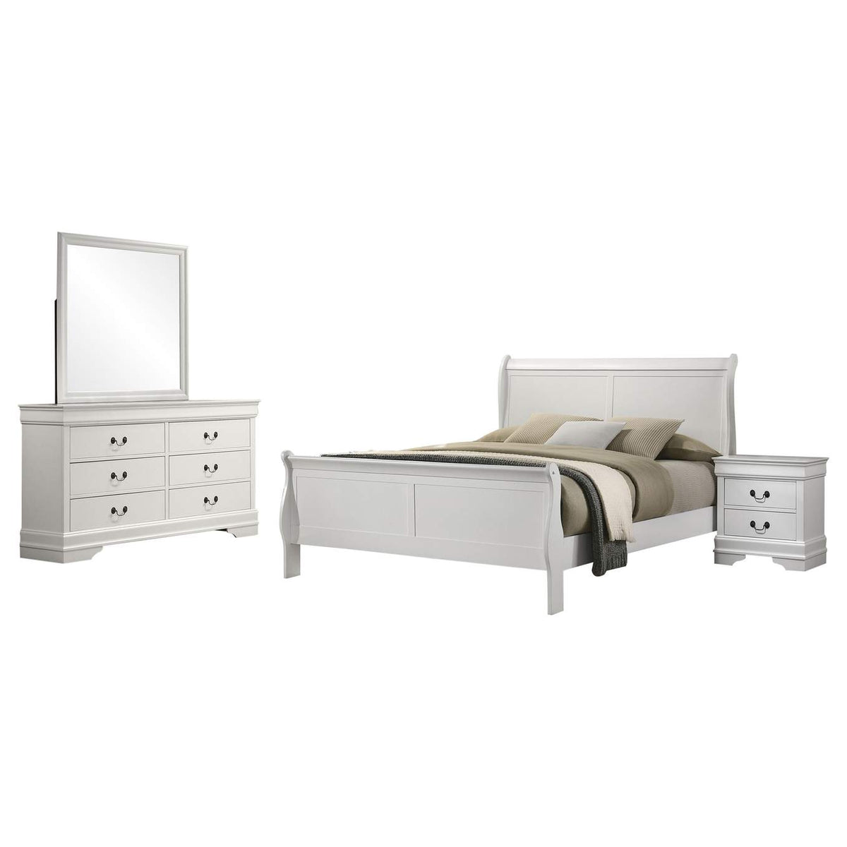 202441F-S4 Louis Philippe 4-piece Full Bedroom Set White