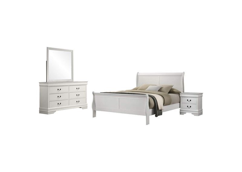 202441F-S4 Louis Philippe 4-piece Full Bedroom Set White