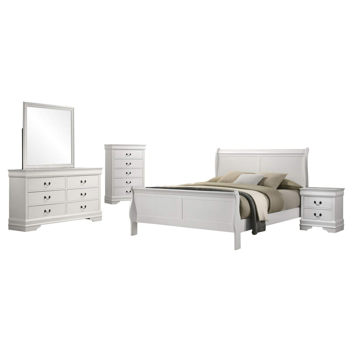 202441F-S5 Louis Philippe 5-piece Full Bedroom Set White