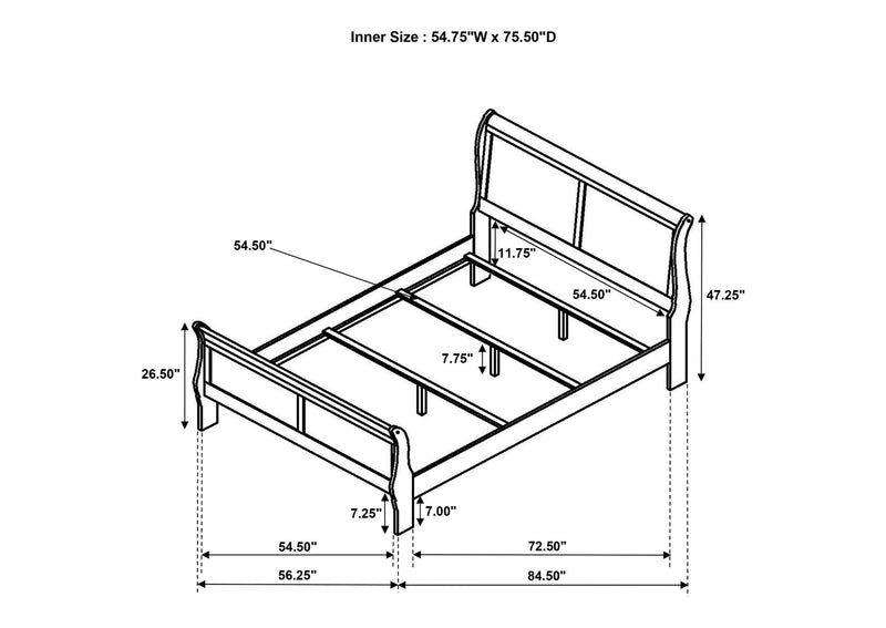 202441F Louis Philippe 47-inch Full Sleigh Panel Bed White