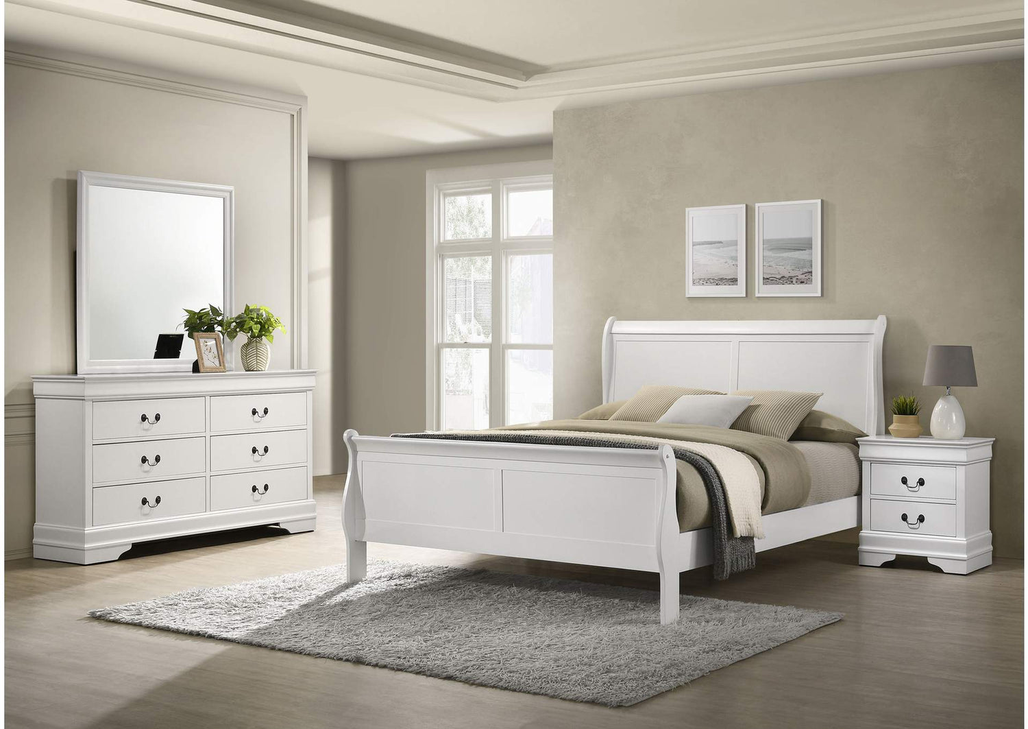 202441KE-S4 Louis Philippe 4-piece Eastern King Bedroom Set White