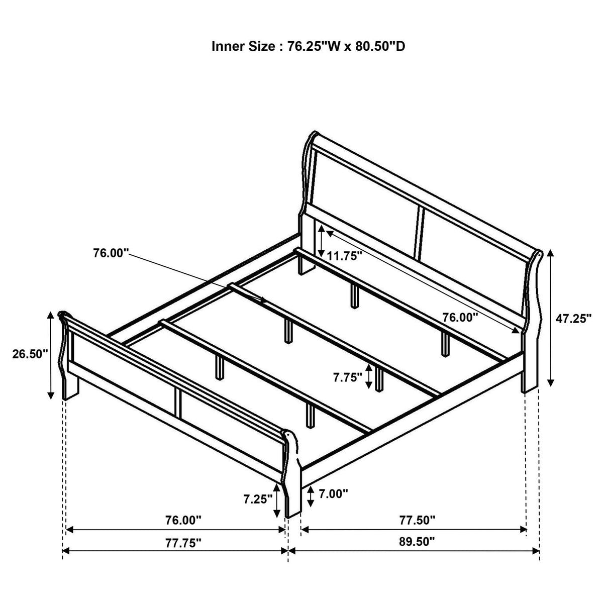 202441KE-S5 Louis Philippe 5-piece Eastern King Bedroom Set White