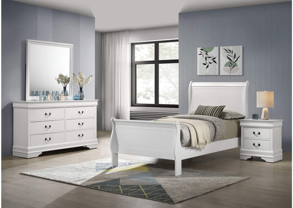 202441T-S4 Louis Philippe 4-piece Twin Bedroom Set White