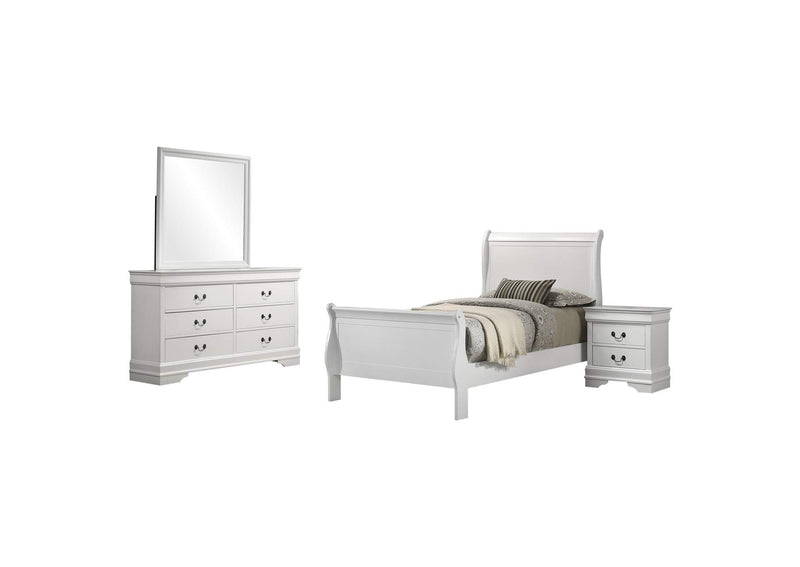 202441T-S4 Louis Philippe 4-piece Twin Bedroom Set White