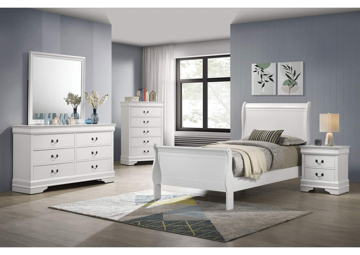 202441T-S5 Louis Philippe 5-piece Twin Bedroom Set White