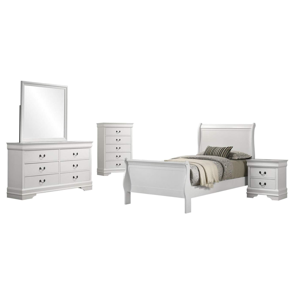 202441T-S5 Louis Philippe 5-piece Twin Bedroom Set White