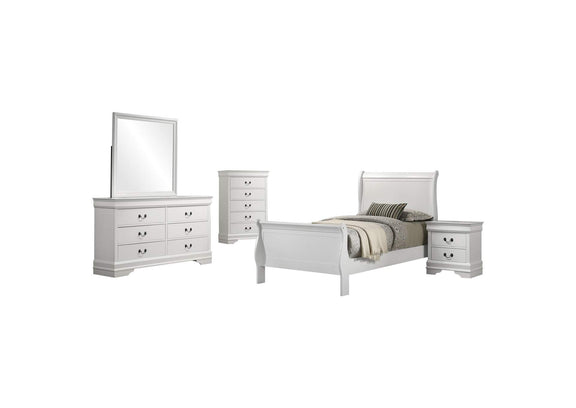 202441T-S5 Louis Philippe 5-piece Twin Bedroom Set White