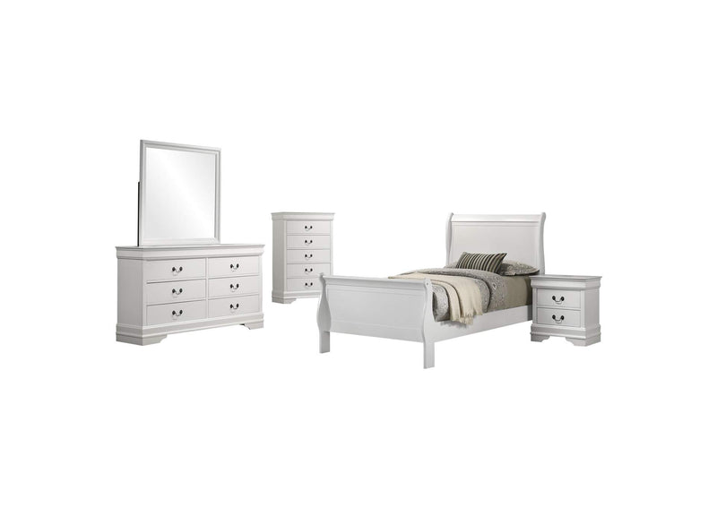 202441T-S5 Louis Philippe 5-piece Twin Bedroom Set White