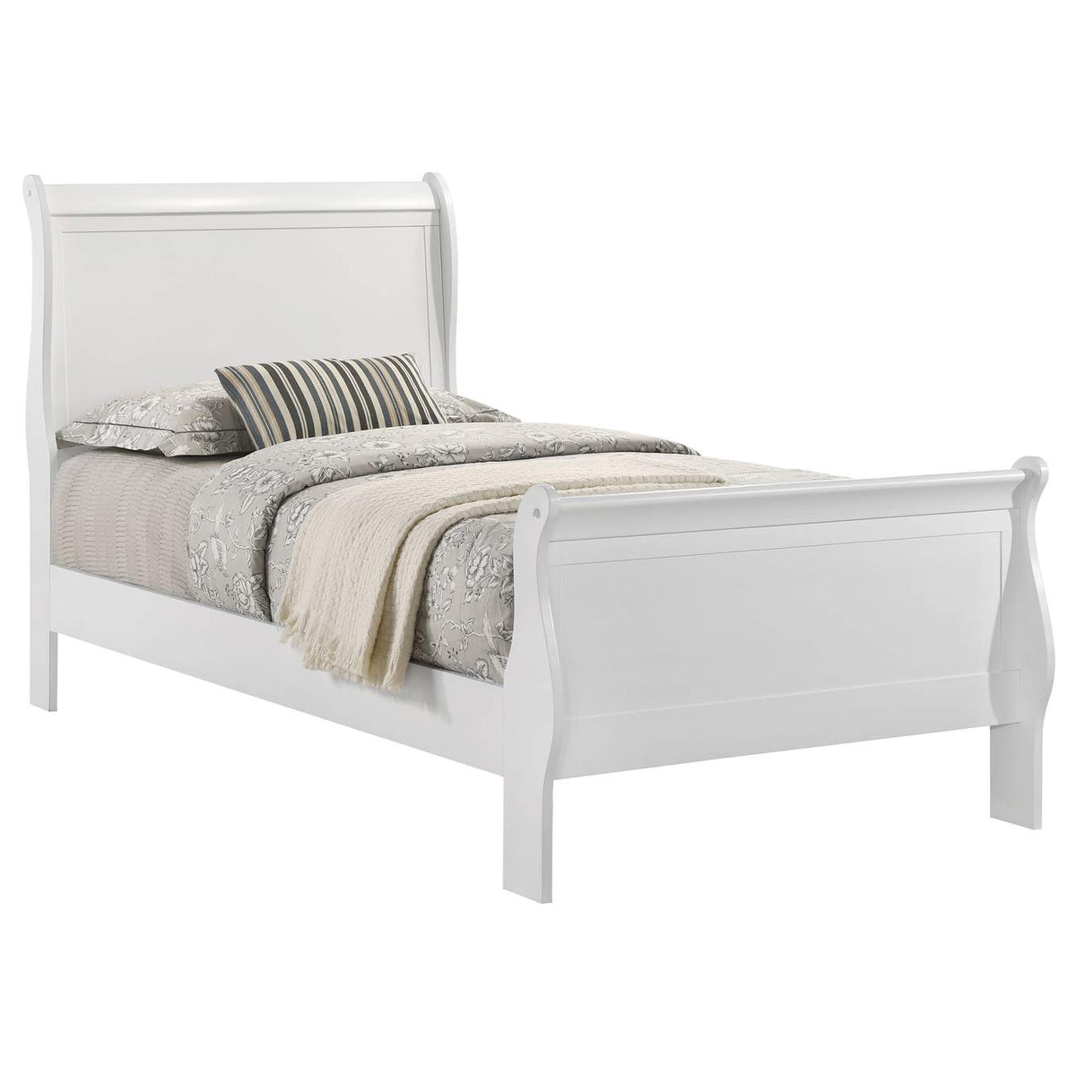 202441T Louis Philippe 47-inch Twin Sleigh Panel Bed White