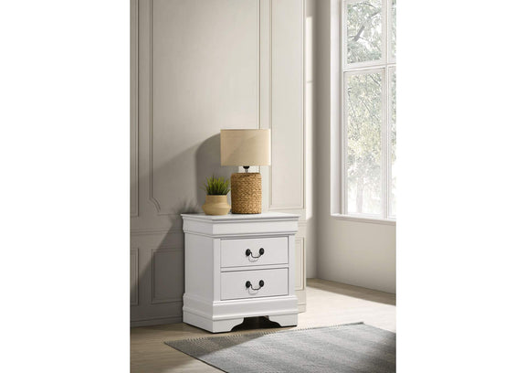 202442 Louis Philippe 2-drawer Nightstand Bedside Table White