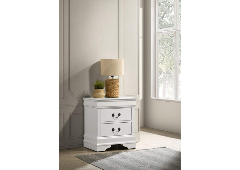 202442 Louis Philippe 2-drawer Nightstand Bedside Table White