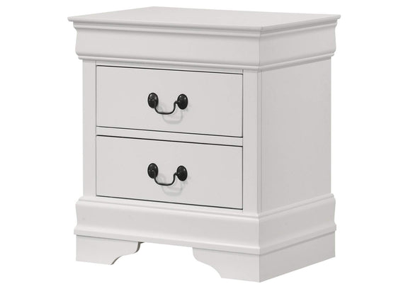 202442 Louis Philippe 2-drawer Nightstand Bedside Table White