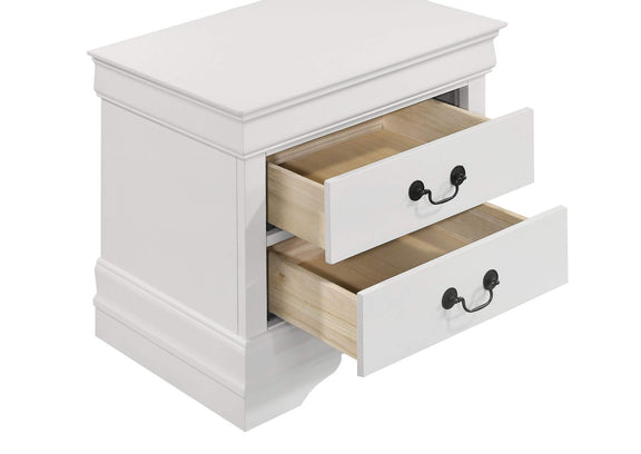 202442 Louis Philippe 2-drawer Nightstand Bedside Table White