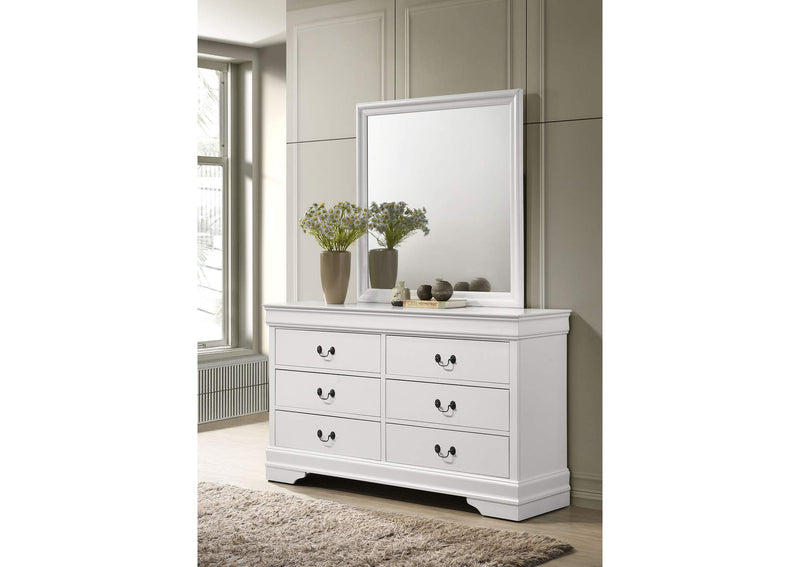 202443M Louis Philippe 6-drawer Dresser and Mirror White