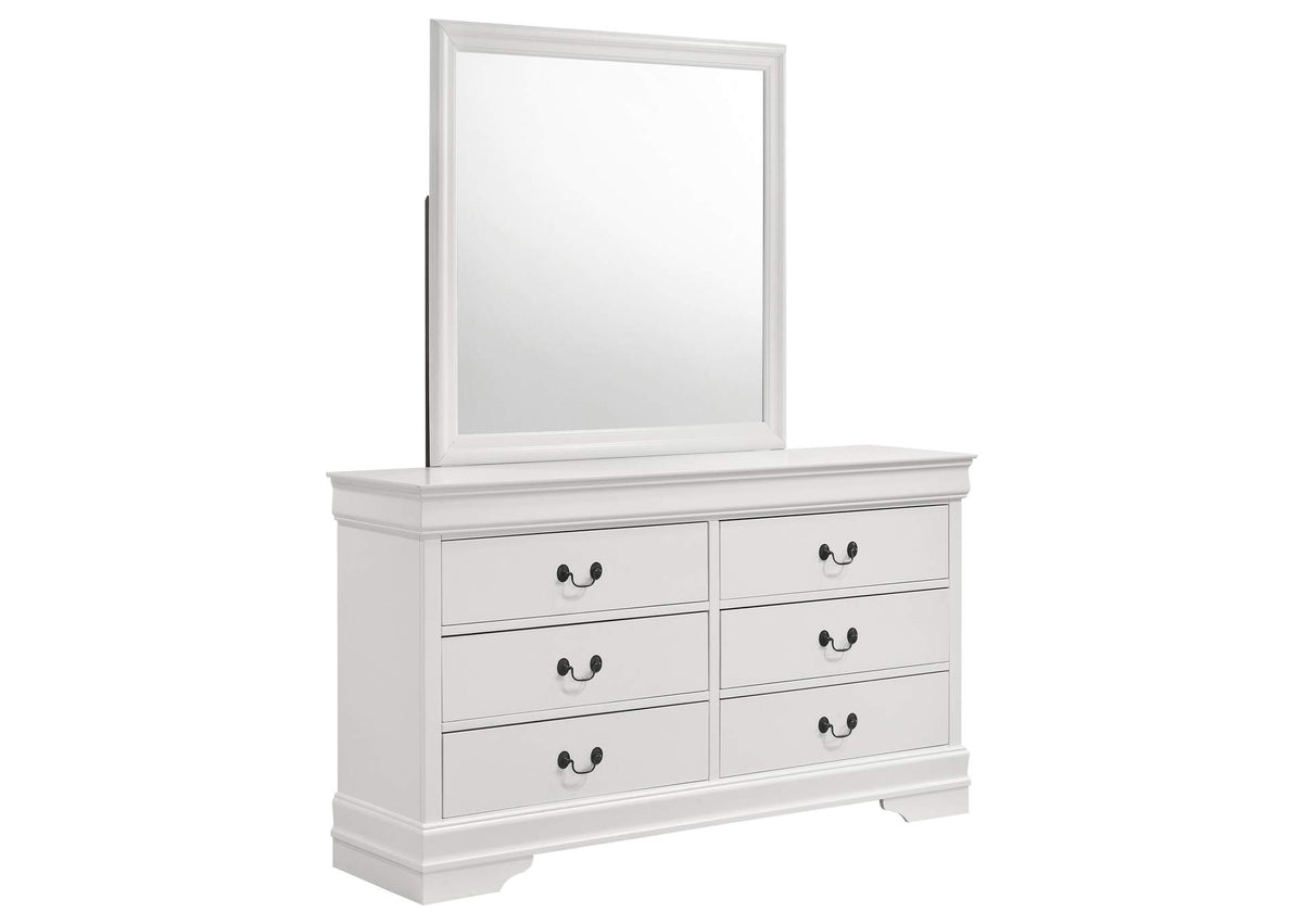 202443M Louis Philippe 6-drawer Dresser and Mirror White