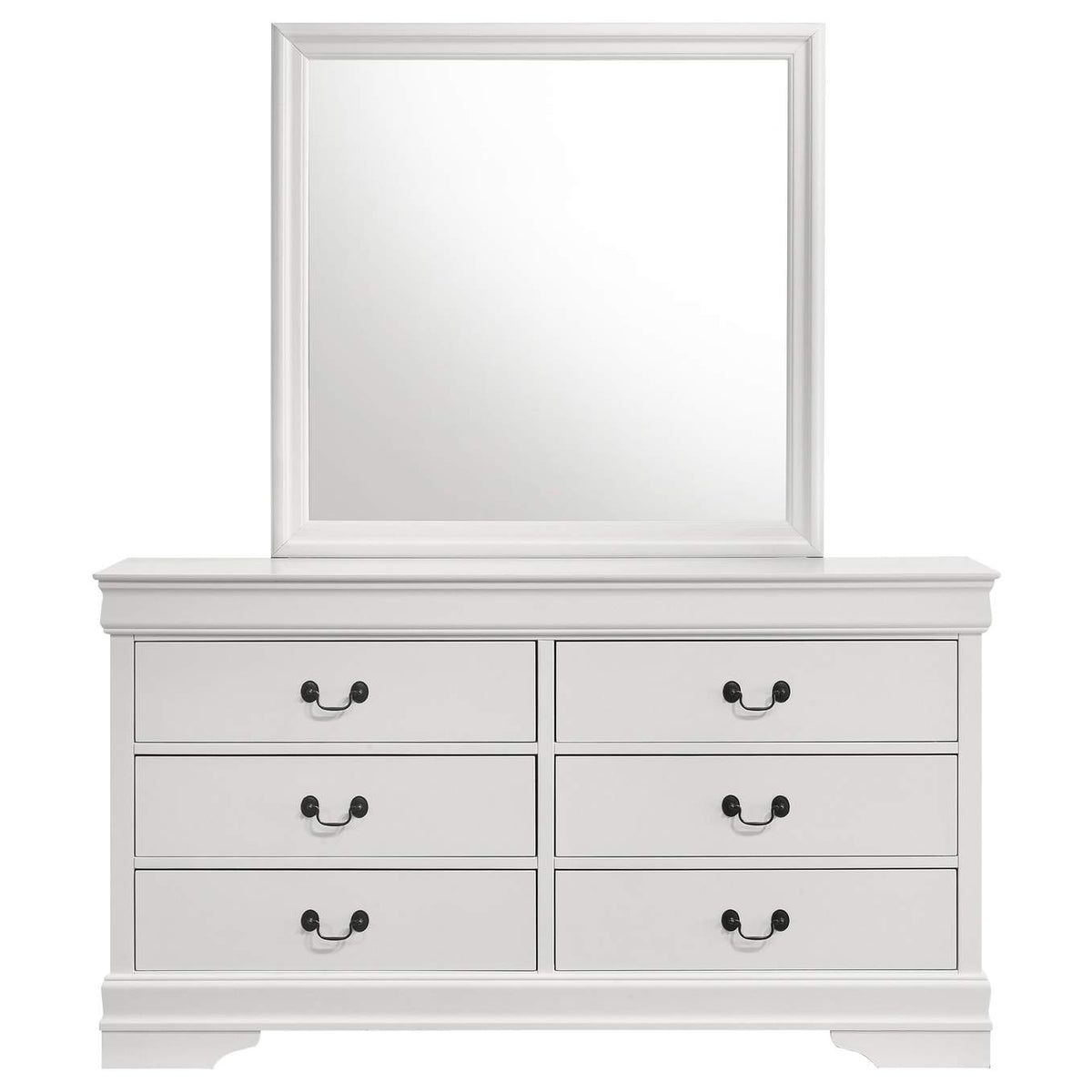 202443M Louis Philippe 6-drawer Dresser and Mirror White